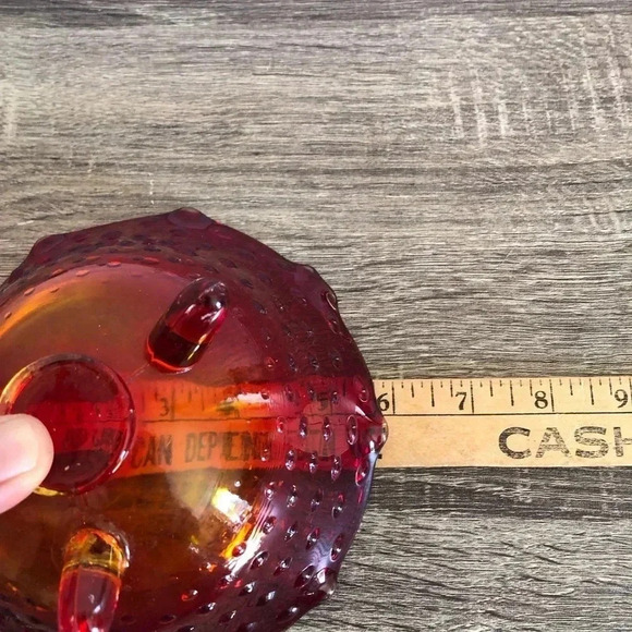 Vtg Amberina Hobnail Three  Footed Bowl - Picture 7 of 9